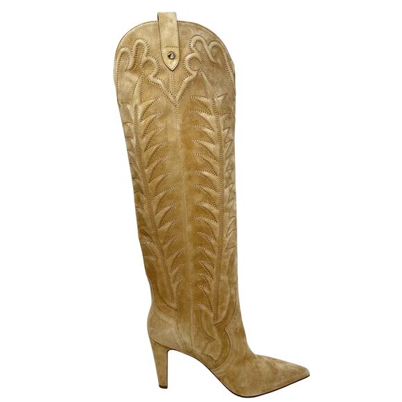 Christian Louboutin Santia Botta 85 Suede Knee High Western Boots 38.5 - Picture 7 of 15